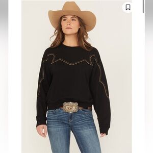 Ariat Black Crewneck Hickory Bootstitch Sweatshirt Sweater Small S Womens